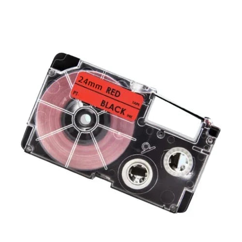 Casio XR-24RD Sort tekst / Rød tape 24 mm x 8 m tape - Kompatibel
